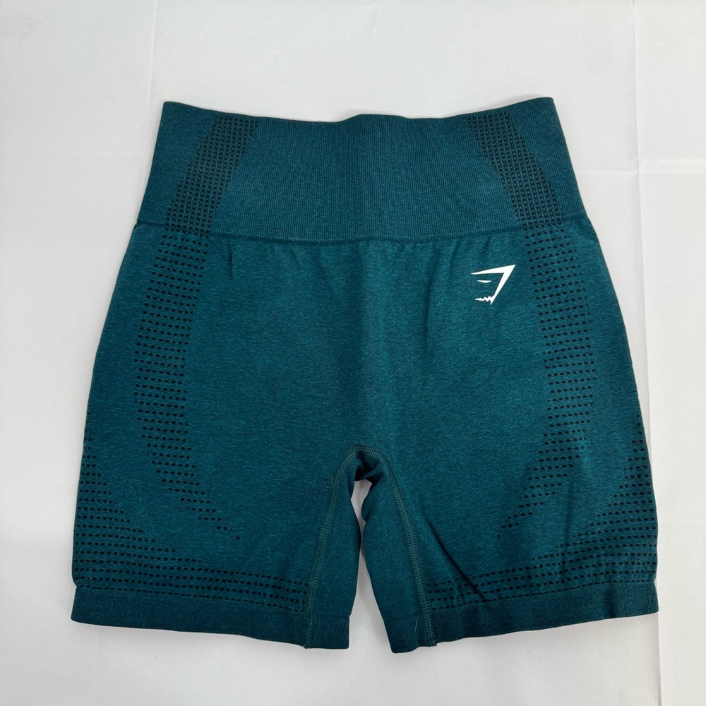 NWT Gymshark Women's Size M Body Fit Vital Seamless 2.0 Shorts Deep Teal - Picture 6 of 16